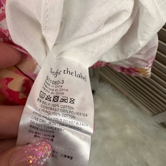 Sofie the Label Pink Floral Puff Sleeve Ruffled Skirt Sundress Size Small - Picture 8 of 8